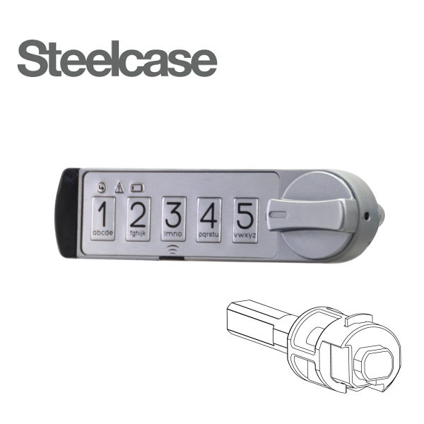 221130-007-02 - ELECTRONIC LOCK FOR STEELCASE -- FINISH: BLACK; KEYPAD/LOCK ORIENTATION: 270 DEG; KNOB OPTIONS: TRADITIONAL; SPINDLE: DRIVER FOR STEELCASE LOCKS; OPERATING MODE: LOCKER MODE - MULTI USER - TRITEQ