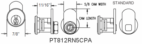 PT812RN5CPA - THREADED HEX NUT MAILBOX LOCK W/ 2 KEYS - ESP more images