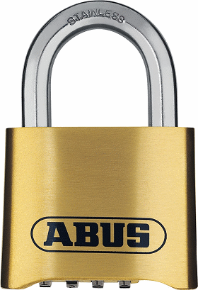 ABUS 2-Inch All Weather Solid Brass 4-Dial Resettable Combination Padlock with Stainless Steel Shackle - SKU: 180IB/50