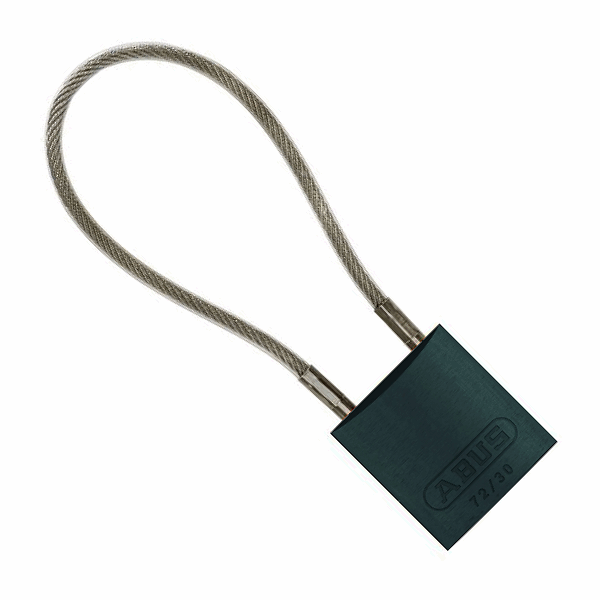 72/30CAB-BLACK-KD - BLACK 4IN. CABLE SHACKLE SAFETY PADLOCK - KEYED DIFFERENT - ABUS more images