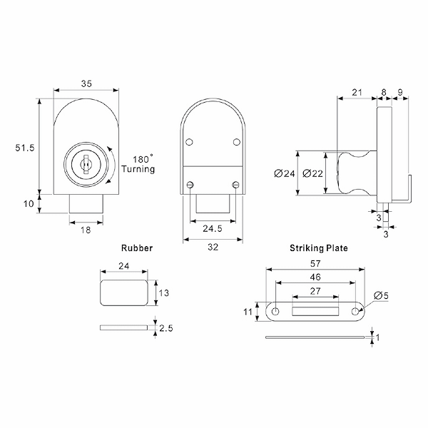 A-ZUM Showcase Lock LG700 Diagram