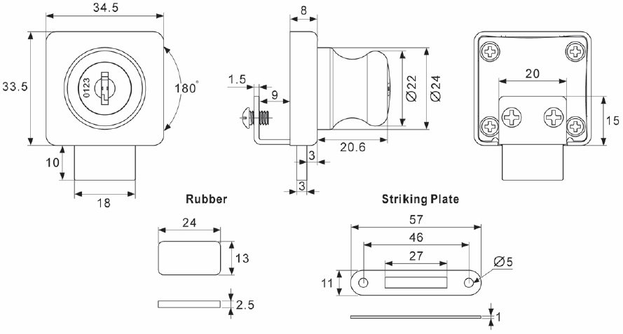A-ZUM Showcase Lock LG710 Diagram