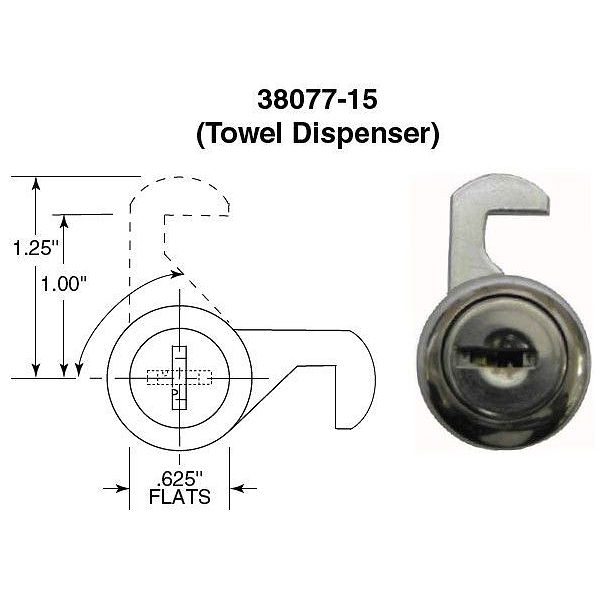 Bobrick 38077-15 Toilet Paper Dispenser Lock - Gallery Image #2