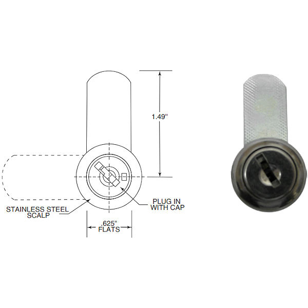 Bobrick 3944-30 Restroom Cam Lock - Gallery Image