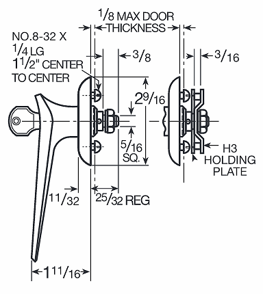 1000-RH-KA-CAT60-3-1/2 - LEVER LOCK HANDLE - 3 1/2" SPINDLE - KEYED ALIKE TO CAT60 - CCL more images