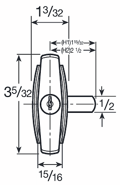 1001-RH---02650 - TEE LOCK HANDLE - 25/32" SPINDLE - KEYED ALIKE TO CAT45 - CCL more images