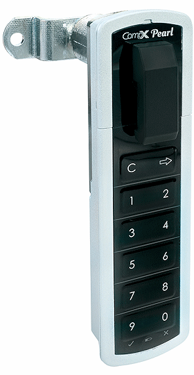 CompX Timberline Pearl Satin Silver 1 3/16" Top Vertical Mount Push Button Electronic Lock - SKU: PRLK-M-T-3