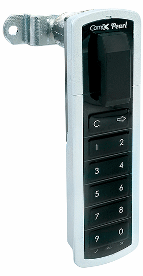 CompX Timberline Pearl Satin Silver 1 3/4" Top Vertical Mount Push Button Electronic Lock - SKU: PRLK-M-T-5