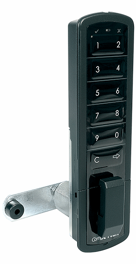 CompX Timberline Pearl Matte Black 1 3/16" Vertical Mount Push Button Electronic Lock - SKU: PRLK-M-V-3-BK