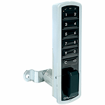 CompX Timberline Pearl Satin Silver 1 3/16" Vertical Mount Push Button Electronic Lock - SKU: PRLK-M-V-3