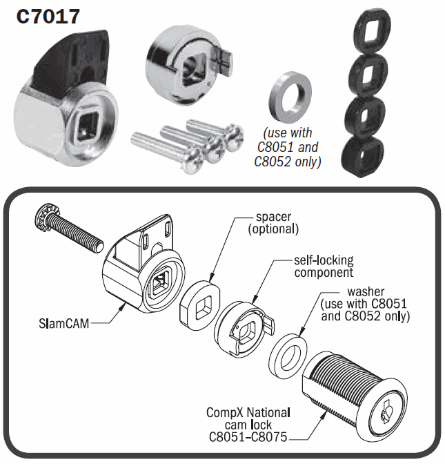 CompX National Cabinet Lock C8703-C413A-4G - National 15/16 Disc