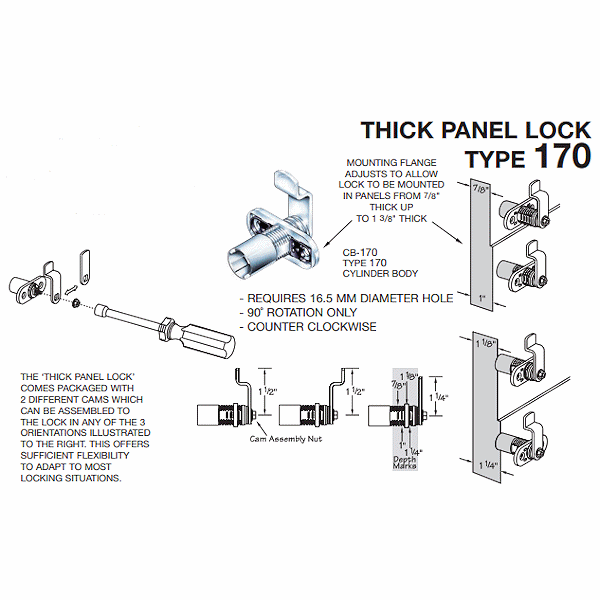 CB-170 - THICK PANEL LOCK - EMPTY CYLINDER LOCK HOUSING - COMPX TIMBERLINE more images