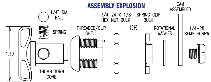 ESP ULR-TT Thumb Turn Cam Lock Diagram
