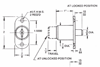 ULR-1030FM-ES201 - FLUSH MOUNT PLUNGER LOCK - KEYED ALIKE TO ES201 - ESP more images