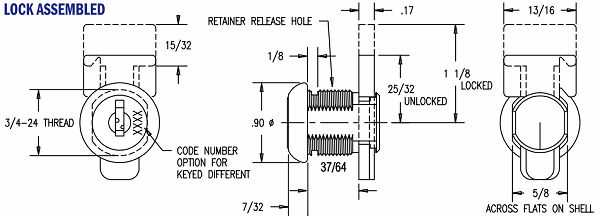 ULR-T585MDL-ES201 - METAL DRAWER LOCK - KEYED ALIKE TO ES201 - ESP more images