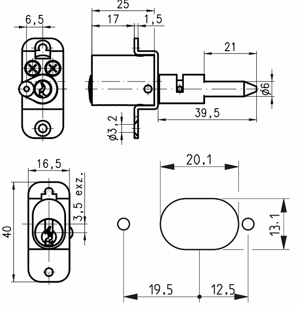 HLKRDOMGL 339-015-1 - CABINET GANG LOCK - DOM