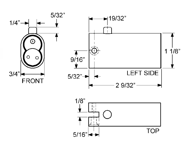 Olympus Lock 724VR File Cabinet Lock - Dimensions