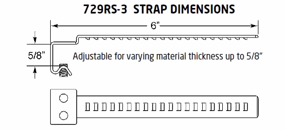 Olympus Locks 729RS-3 Showcase Lock Strap - Dimensions