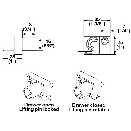 CB-120 - CENTRAL LOCKING DRAWER / DOOR LOCK - EMPTY CYLINDER LOCK HOUSING - COMPX TIMBERLINE more images