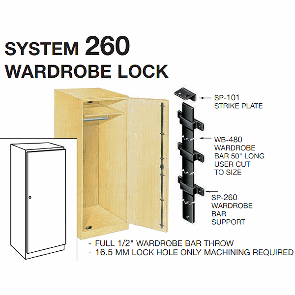 CompX Timberline WB Wardrobe Lock Bar - Application