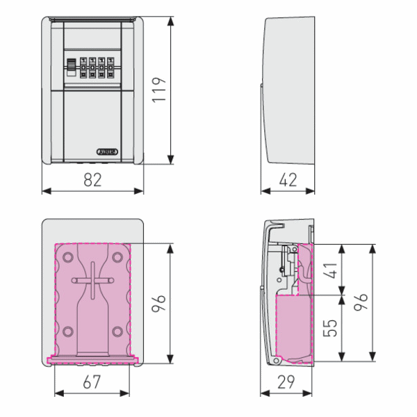 ABUS 787 Key Cabinet - Dimensions