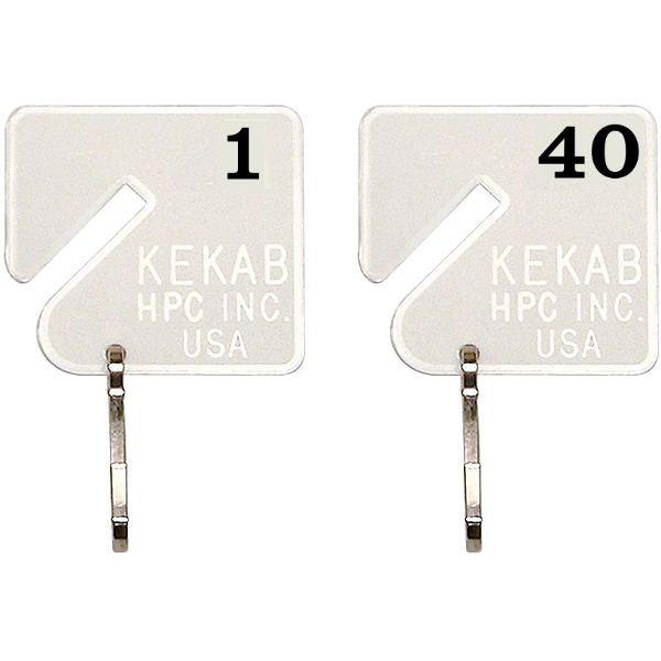 Slotted Numbered Key Tags - 1 to 40
