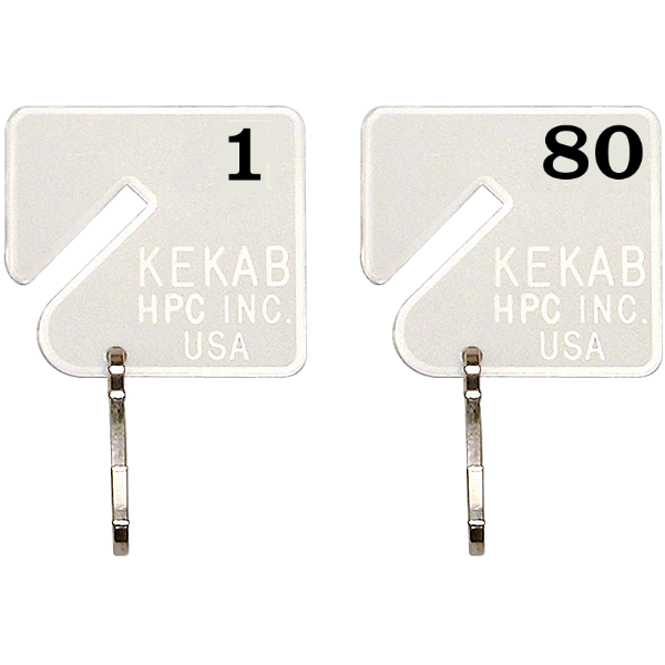 Slotted Numbered Key Tags - 1 to 80