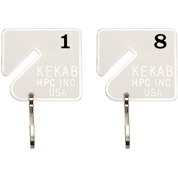 Slotted Numbered Key Tags - 1 to 8