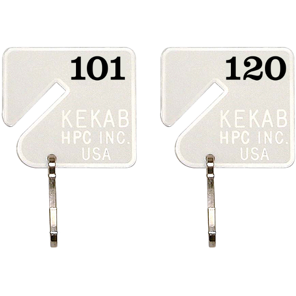Slotted Numbered Key Tags - 101 to 120