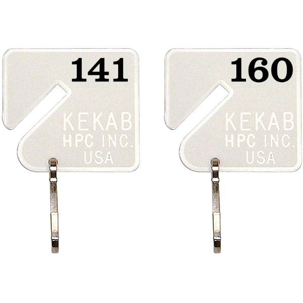 Slotted Numbered Key Tags - 141 to 160