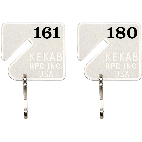 Slotted Numbered Key Tags - 161 to 180