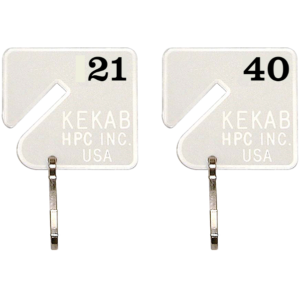 Slotted Numbered Key Tags - 21 to 40