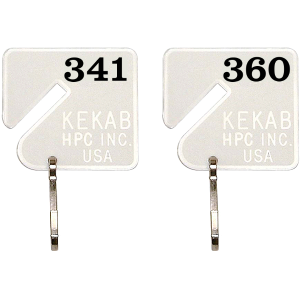 Slotted Numbered Key Tags - 341 to 360