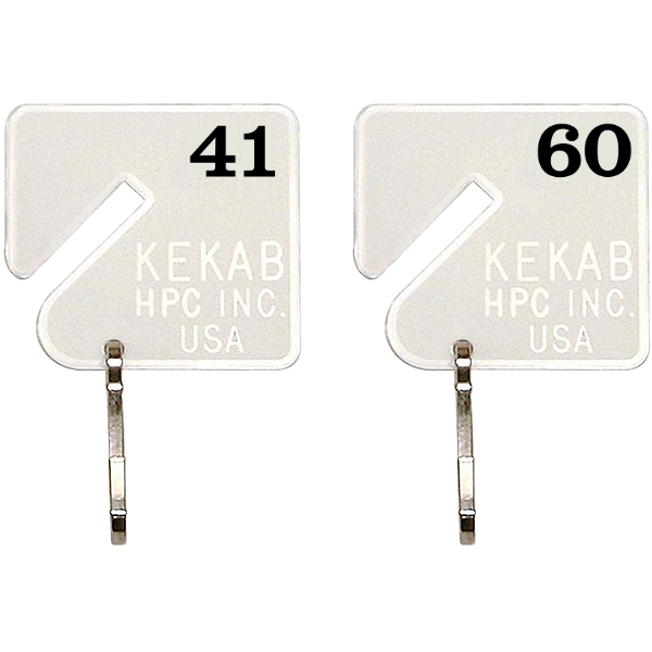 Slotted Numbered Key Tags - 41 to 60