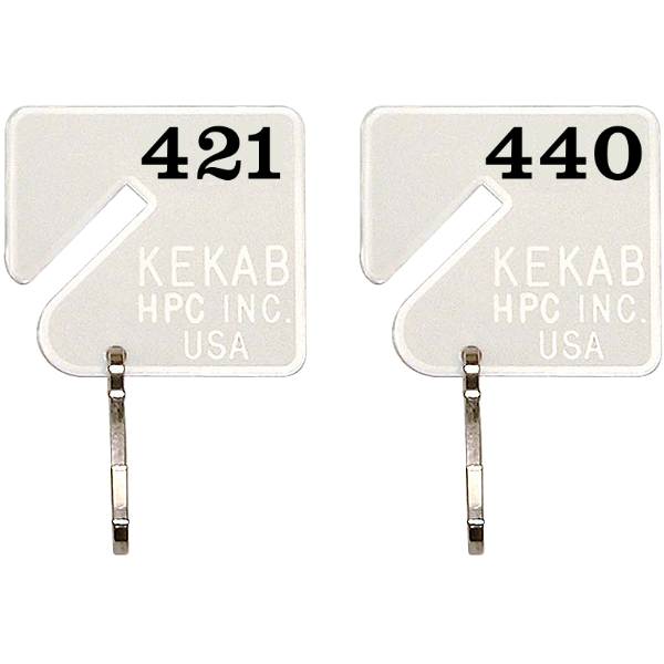 Slotted Numbered Key Tags - 421 to 440