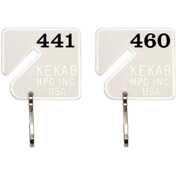 Slotted Numbered Key Tags - 441 to 460