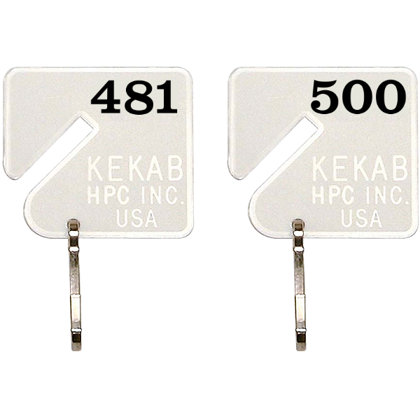 Slotted Numbered Key Tags - 481 to 500