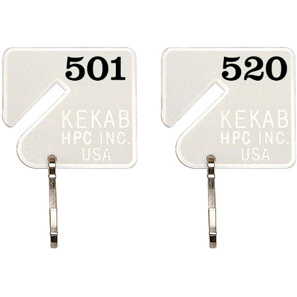 Slotted Numbered Key Tags - 501 to 520