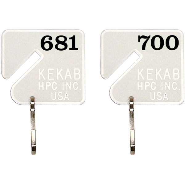 Slotted Numbered Key Tags - 681 to 700