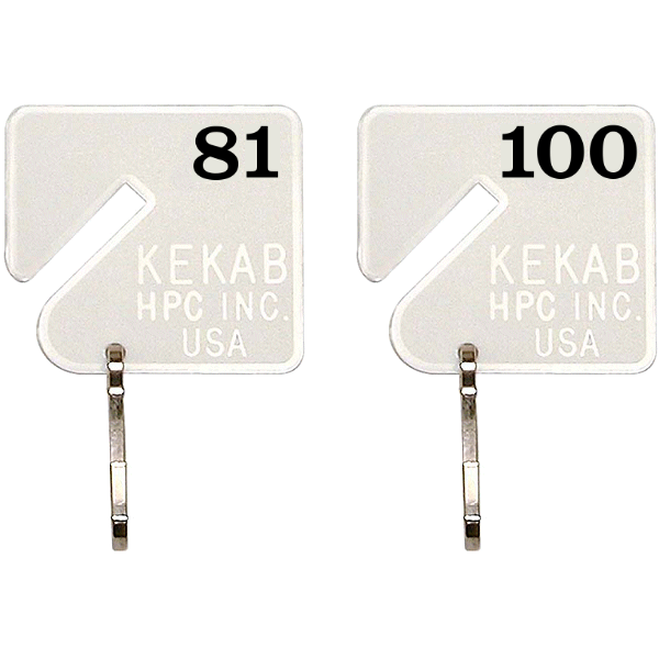 Slotted Numbered Key Tags - 81 to 100