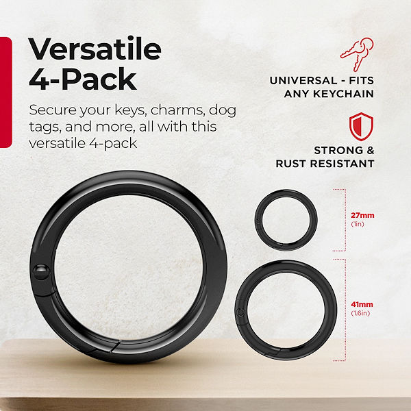 KeySmart KS865-BLK Caribiner Clip 4-Pack - Gallery Image #5