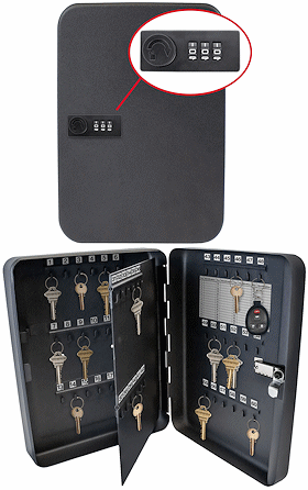 Lucky Line 60 Hook Locking Metal Combination Lock Key Cabinet - SKU: 611