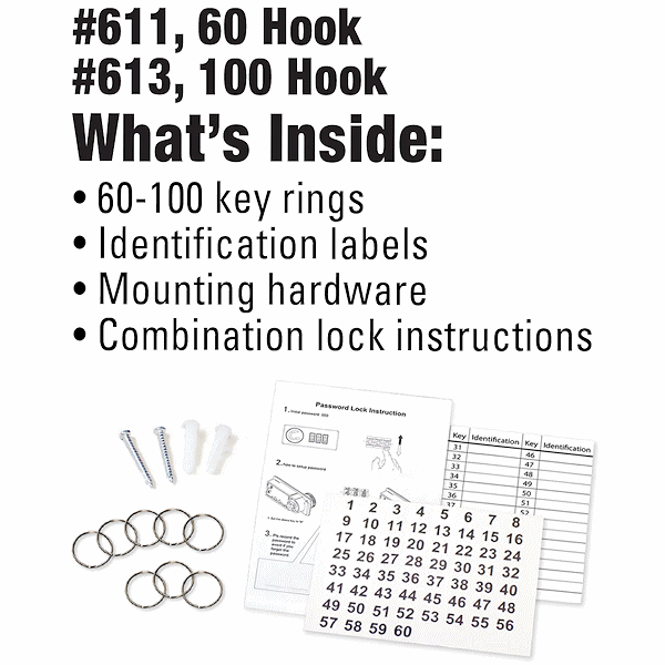 Lucky Line 61100 & 61300 Locking Metal Combination Lock Key Cabinet - Gallery Image #1