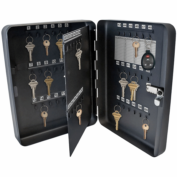 Lucky Line 61100 60 Hook Locking Metal Combination Lock Key Cabinet - Gallery Image