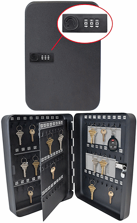 Lucky Line 100 Hook Locking Metal Combination Lock Key Cabinet - SKU: 613
