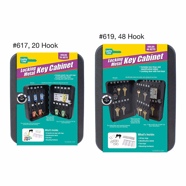 61900 - 48 HOOK LOCKING METAL KEY CABINET - LUCKY LINE more images
