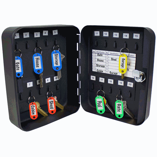 61700 - 20 HOOK LOCKING METAL KEY CABINET - LUCKY LINE more images