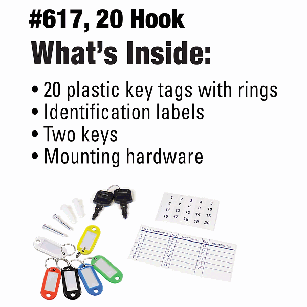 61700 - 20 HOOK LOCKING METAL KEY CABINET - LUCKY LINE more images