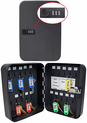 Lucky Line 20 Hook Locking Metal Combination Lock Key Cabinet - SKU: 627