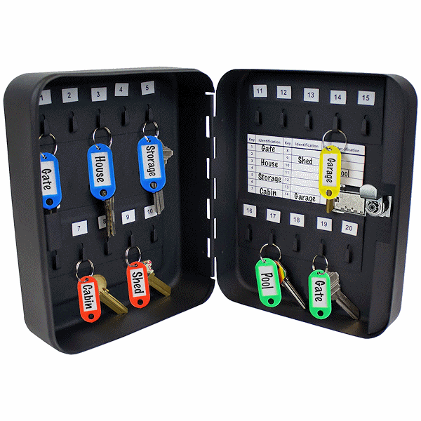 Lucky Line 62700 20 Hook Locking Metal Combination Lock Key Cabinet - Gallery Image #1